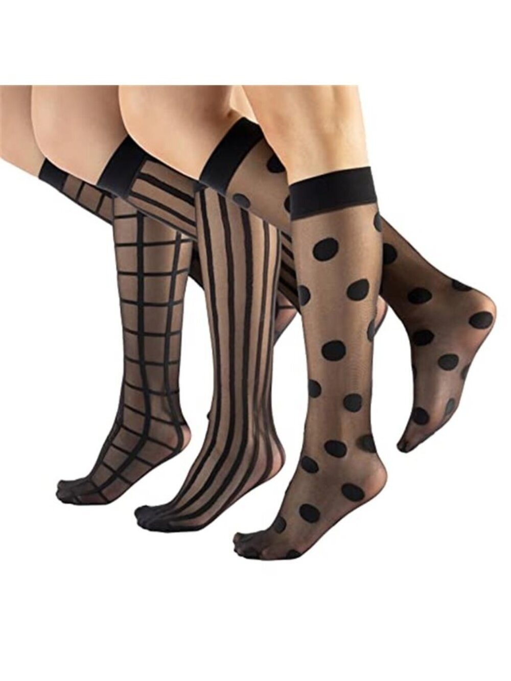 3 Pairs Women Pop Socks, Sheer Everyday Ankle Socks Pantyhose Multi Desings
